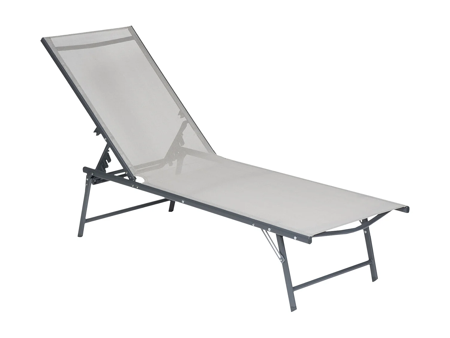 Lot de 2 bains de soleil pliants SICILIA en textilène gris - structure anthracite - HAPPY GARDEN