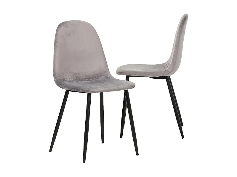 Lote de 2 sillas escandinavas de terciopelo gris Copenhague