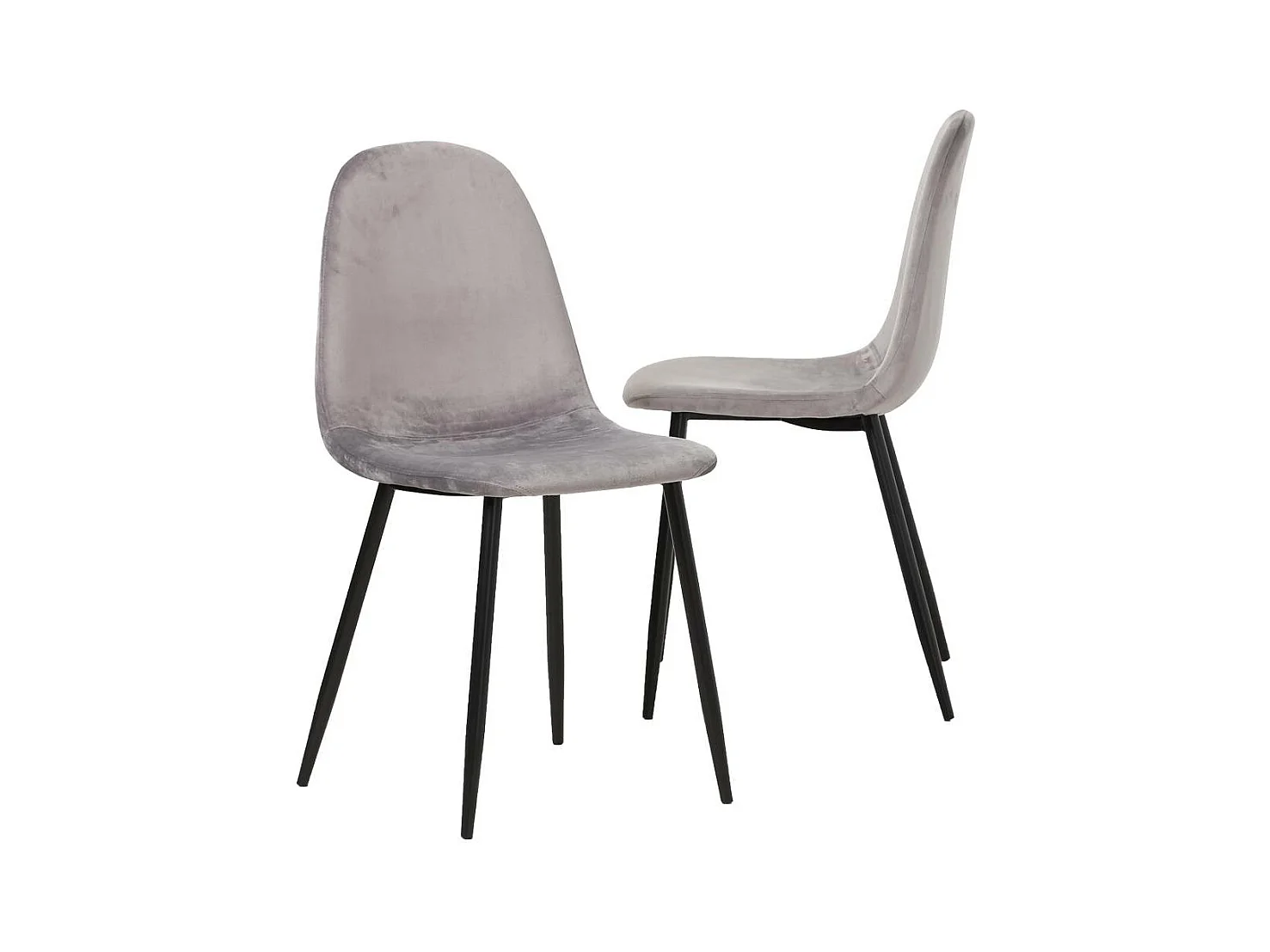 Chaise scandinave en velours gris Copenhague (lot de 2)