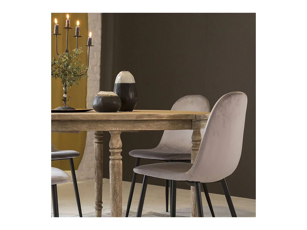 Chaise scandinave en velours gris Copenhague (lot de 2)