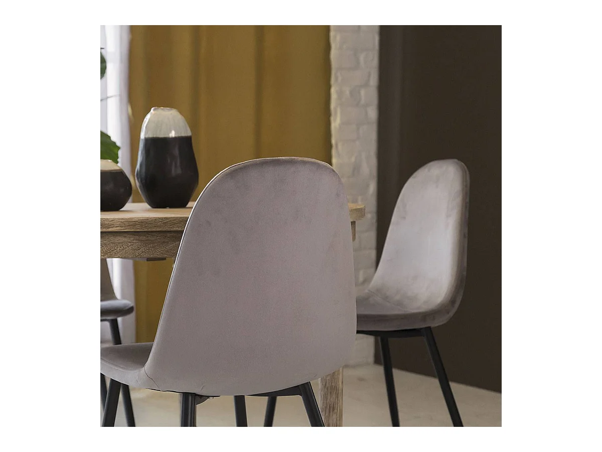 Chaise scandinave en velours gris Copenhague (lot de 2)