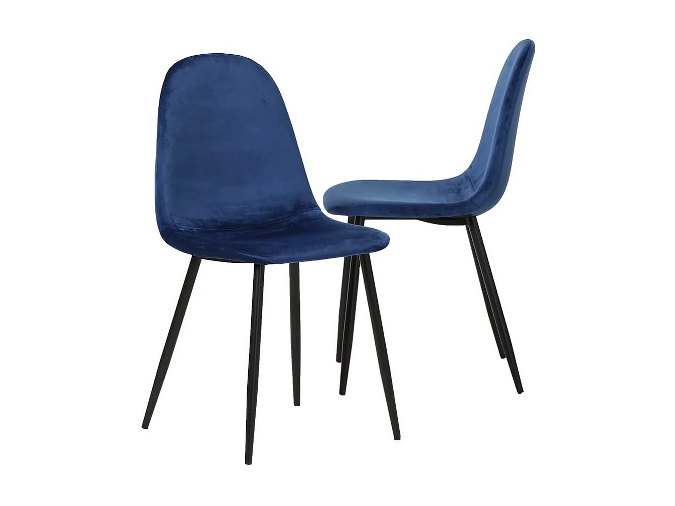 Lote de 2 sillas escandinavas de terciopelo azul rey Copenhague