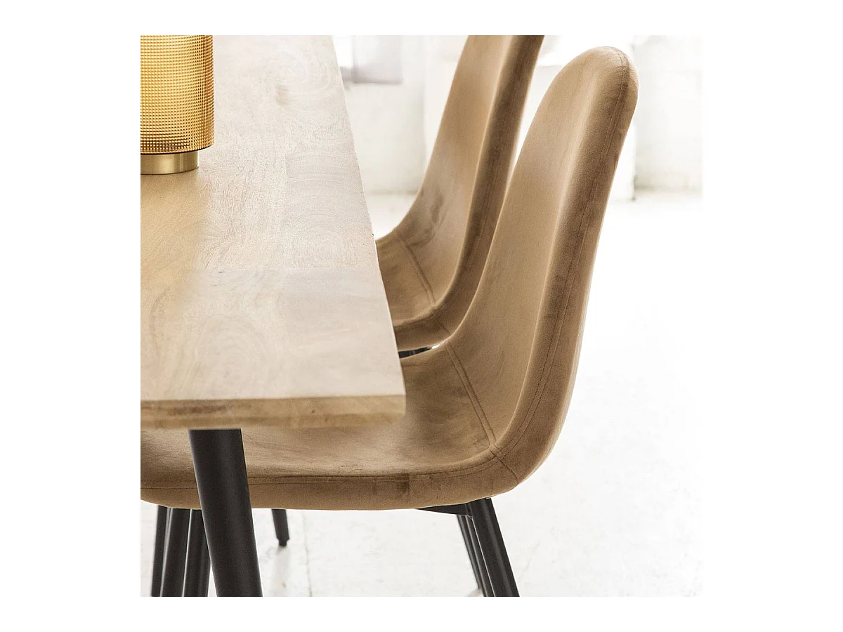 Chaise scandinave en velours marron café Copenhague (lot de 2)