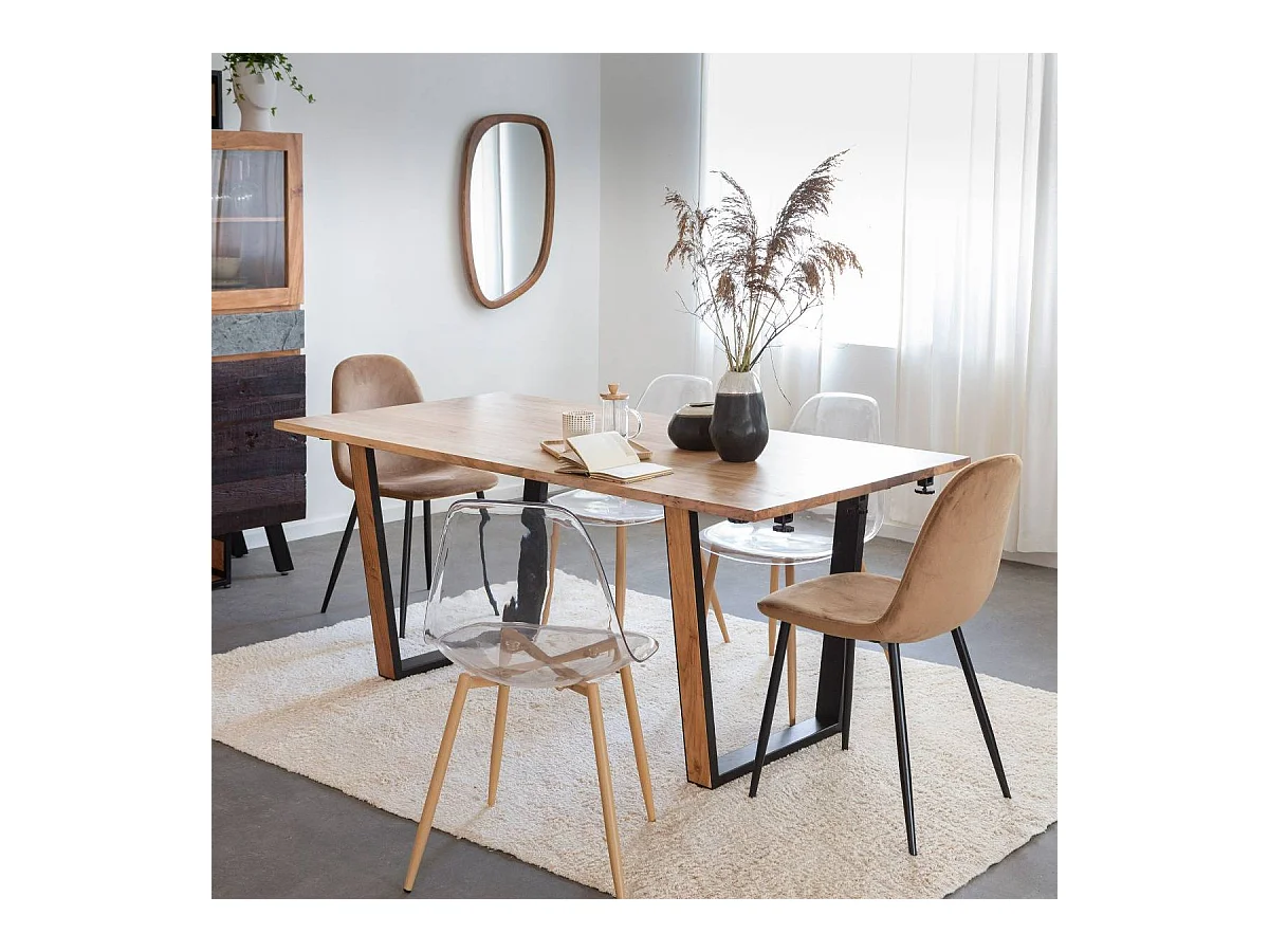 Chaise scandinave en velours marron café Copenhague (lot de 2)