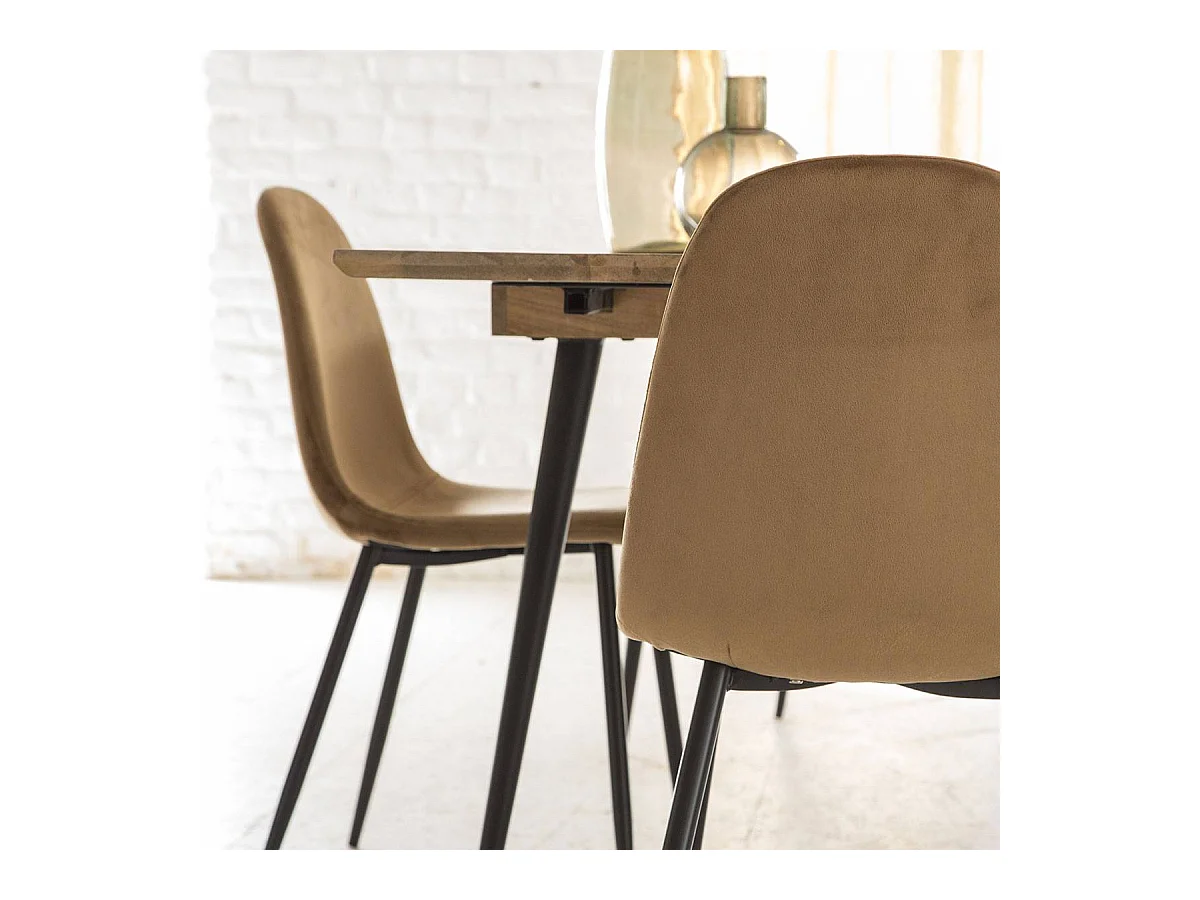Chaise scandinave en velours marron café Copenhague (lot de 2)