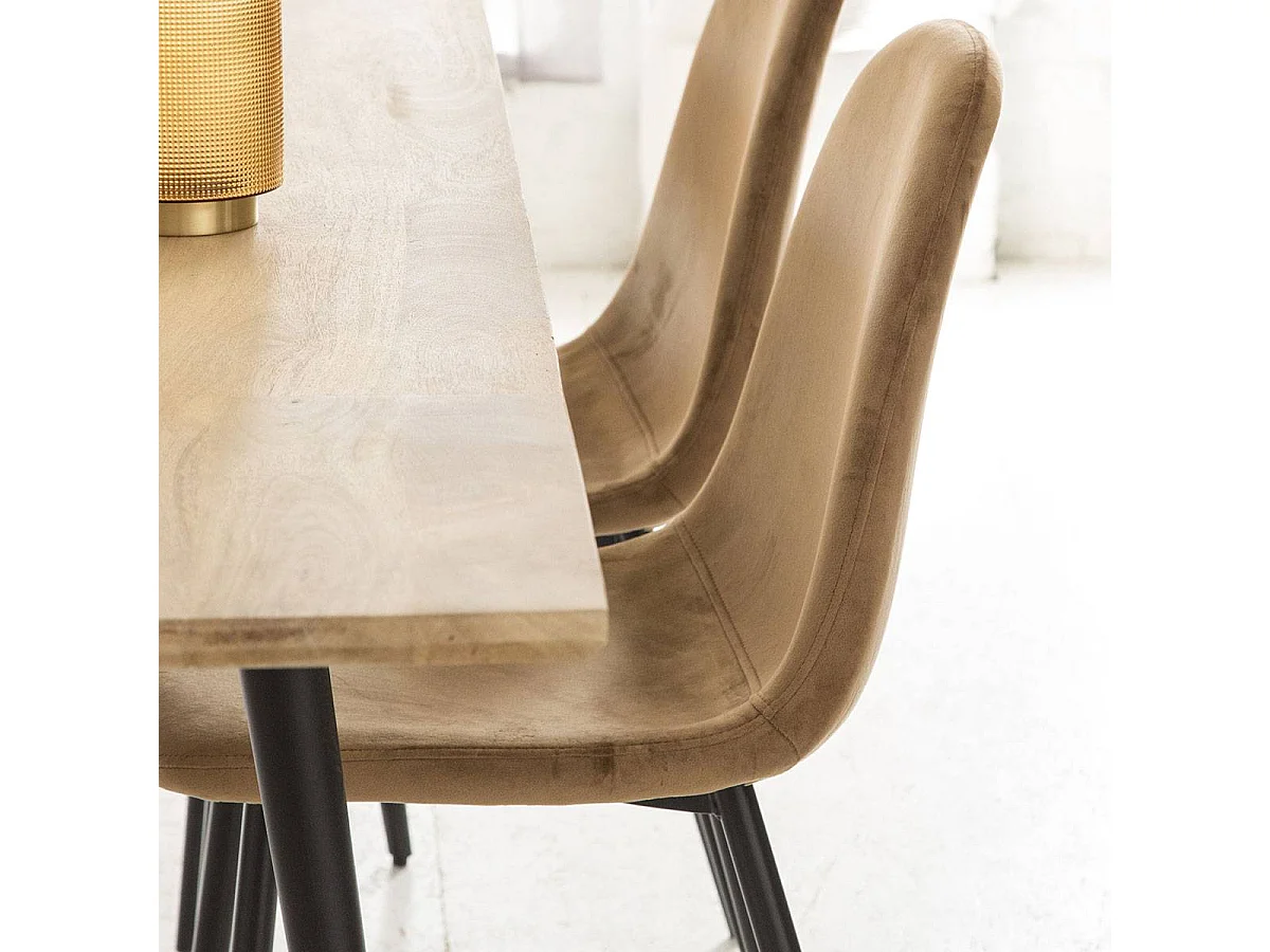 Juego de 2 sillas escandinavas de terciopelo marrón café Copenhague