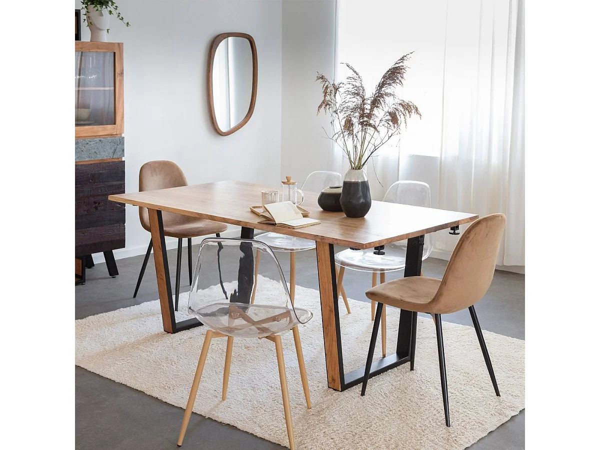 Juego de 2 sillas escandinavas de terciopelo marrón café Copenhague