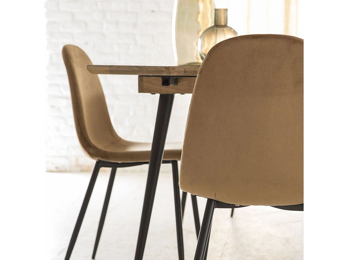 Juego de 2 sillas escandinavas de terciopelo marrón café Copenhague