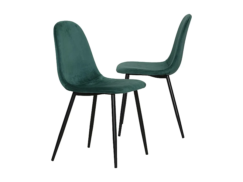 Juego de 2 sillas escandinavas de terciopelo verde Copenhague