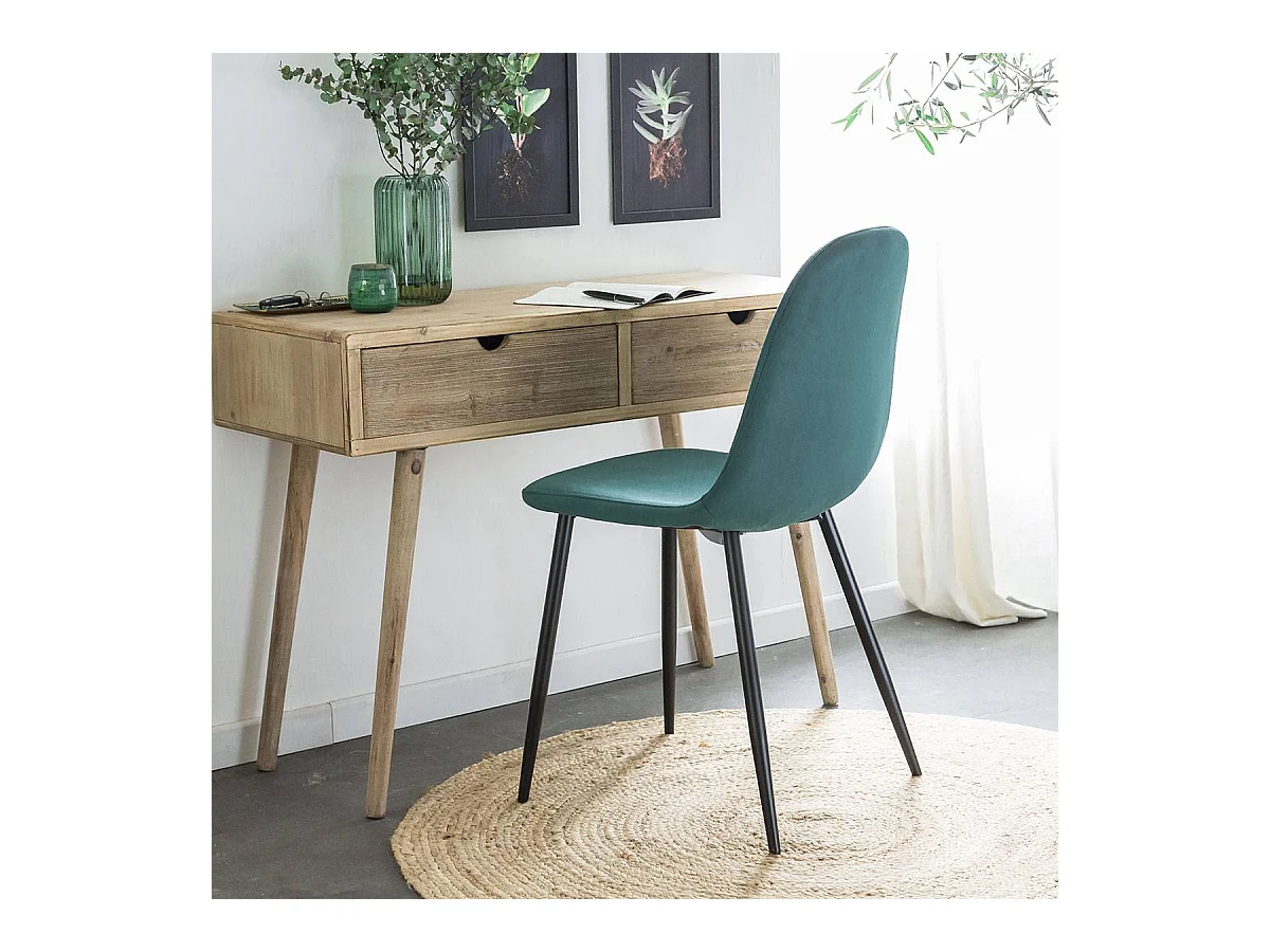 Chaise scandinave en velours vert Copenhague (lot de 2)