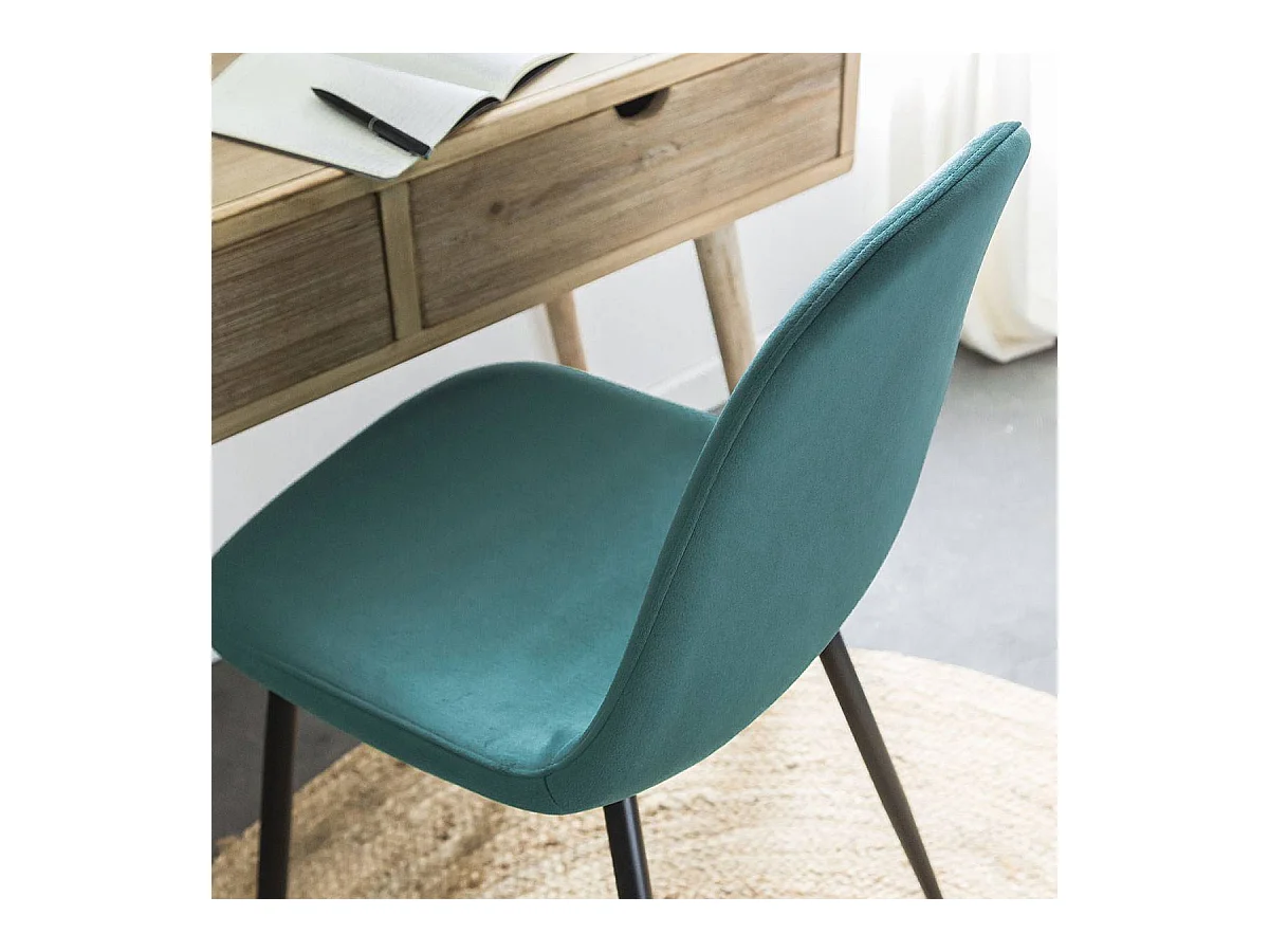 Chaise scandinave en velours vert Copenhague (lot de 2)
