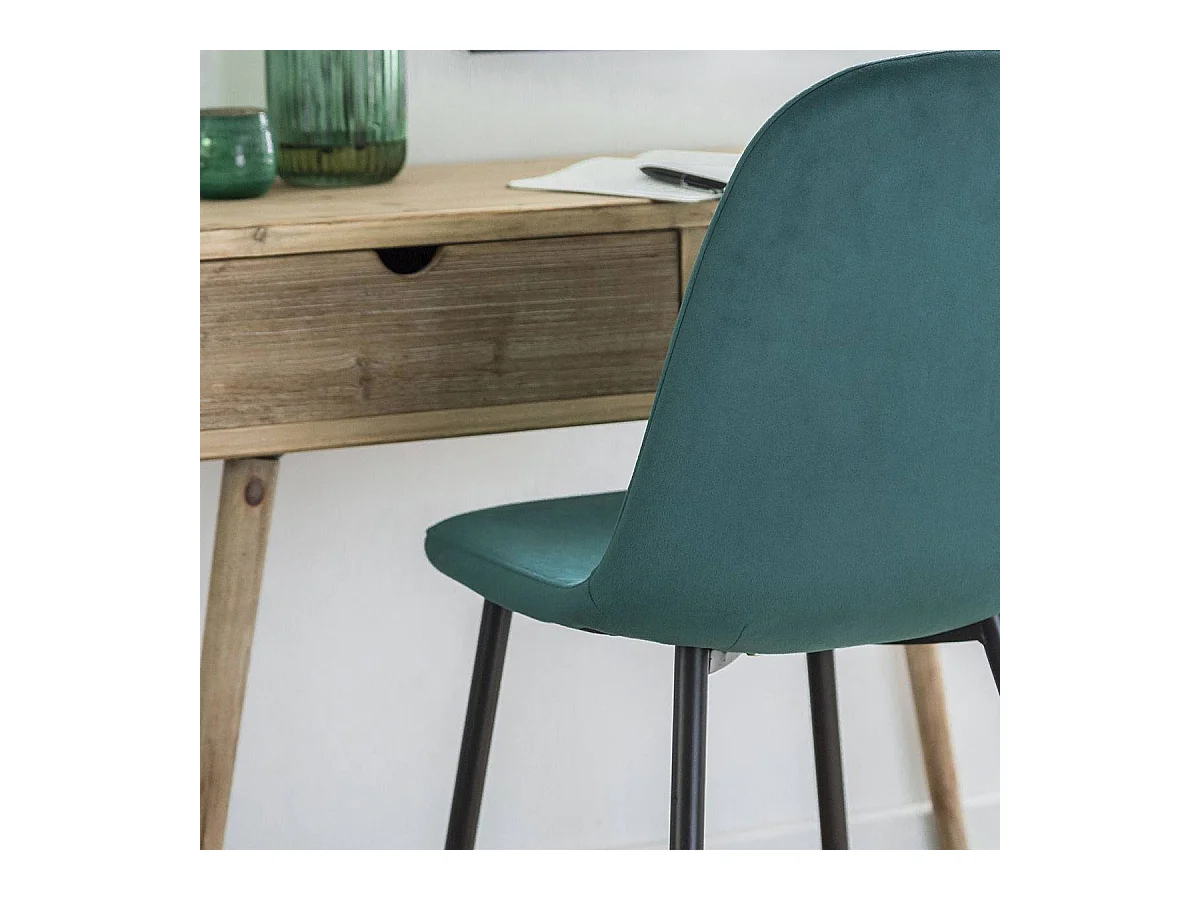 Chaise scandinave en velours vert Copenhague (lot de 2)