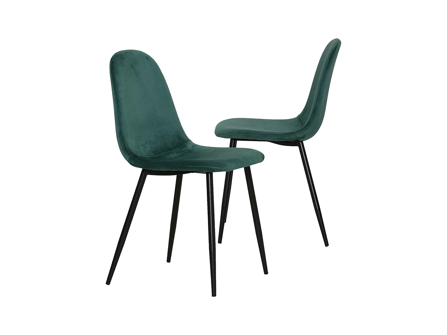 Juego de 2 sillas escandinavas de terciopelo verde Copenhague