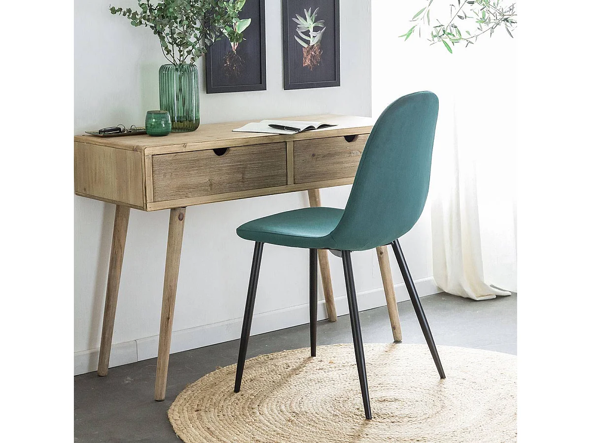 Chaise scandinave en velours vert Copenhague (lot de 2)