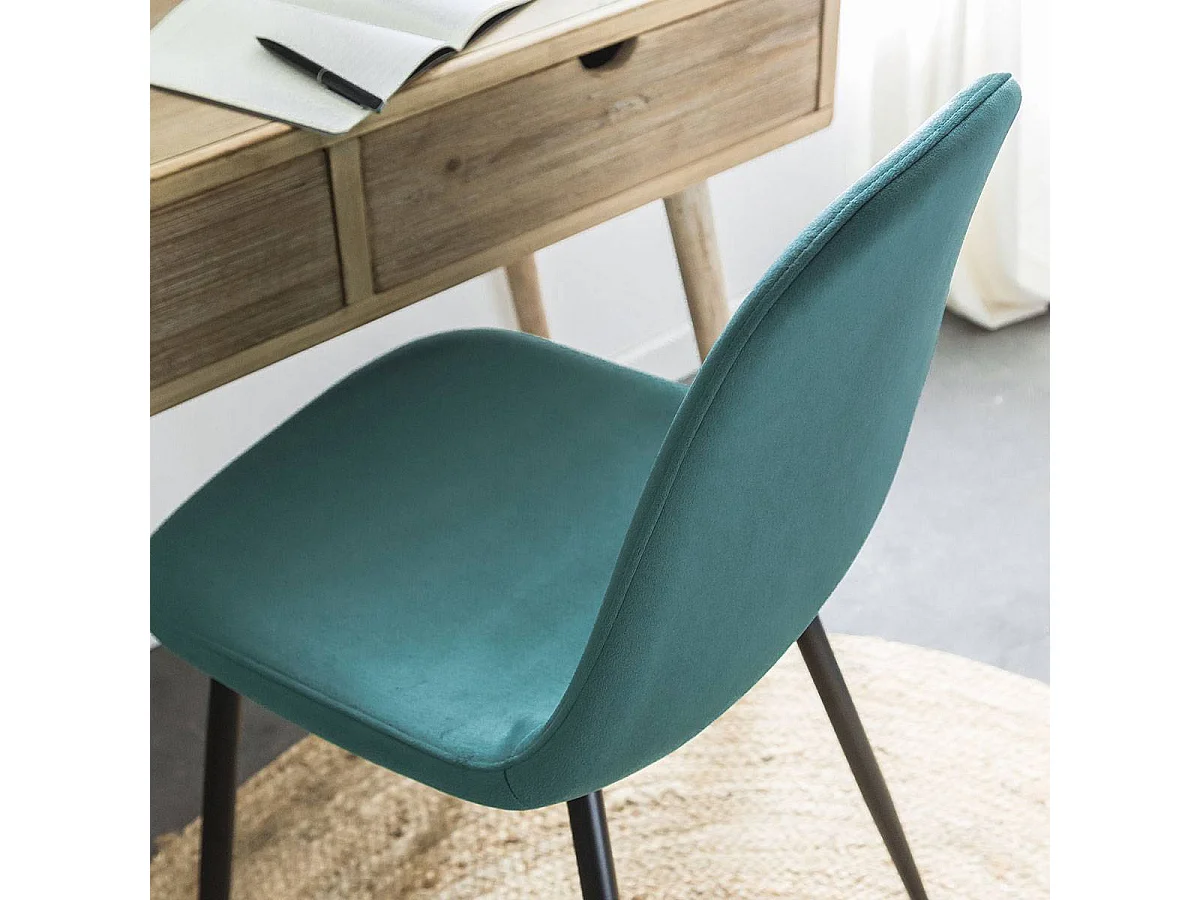 Chaise scandinave en velours vert Copenhague (lot de 2)