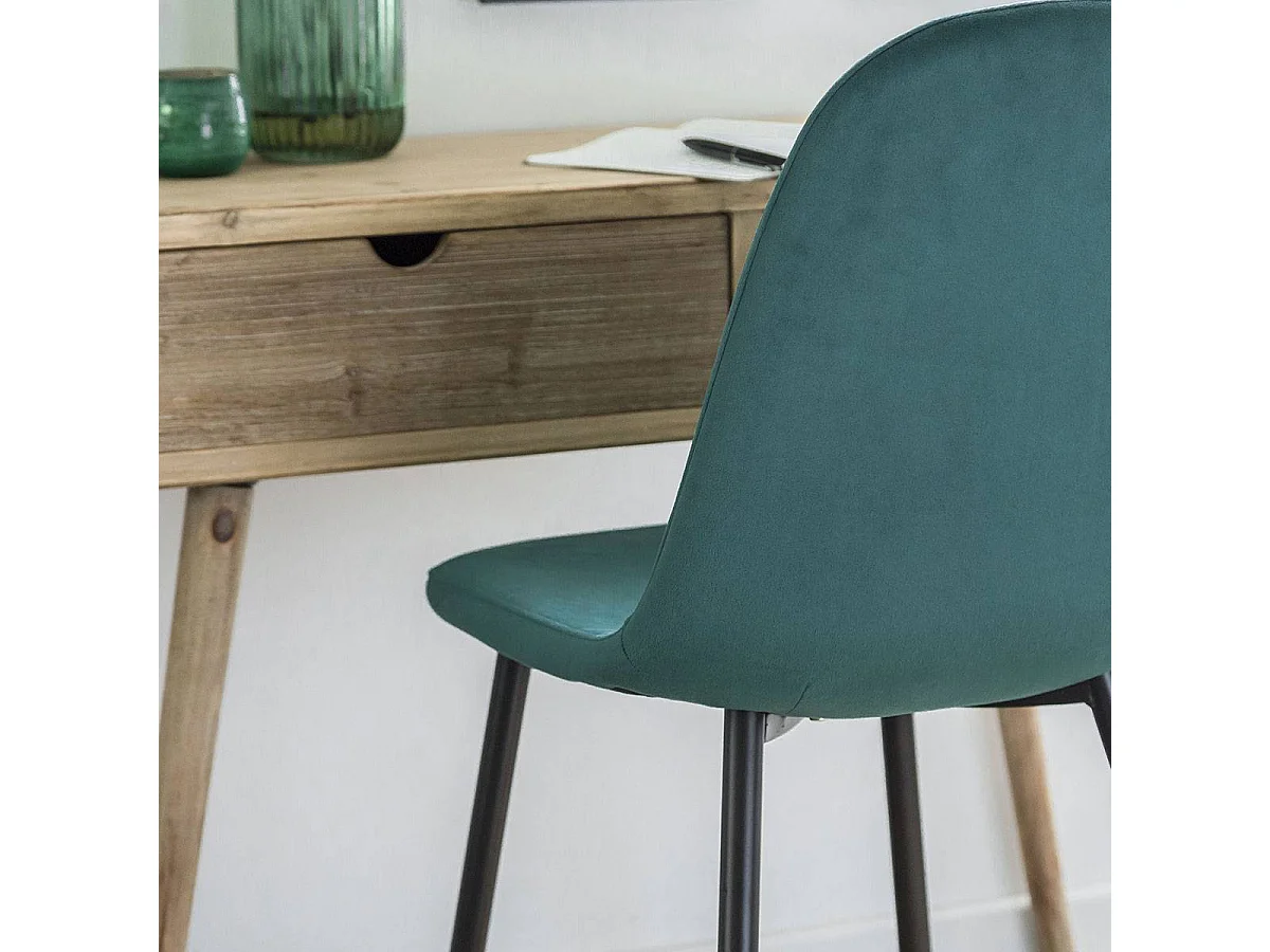 Chaise scandinave en velours vert Copenhague (lot de 2)