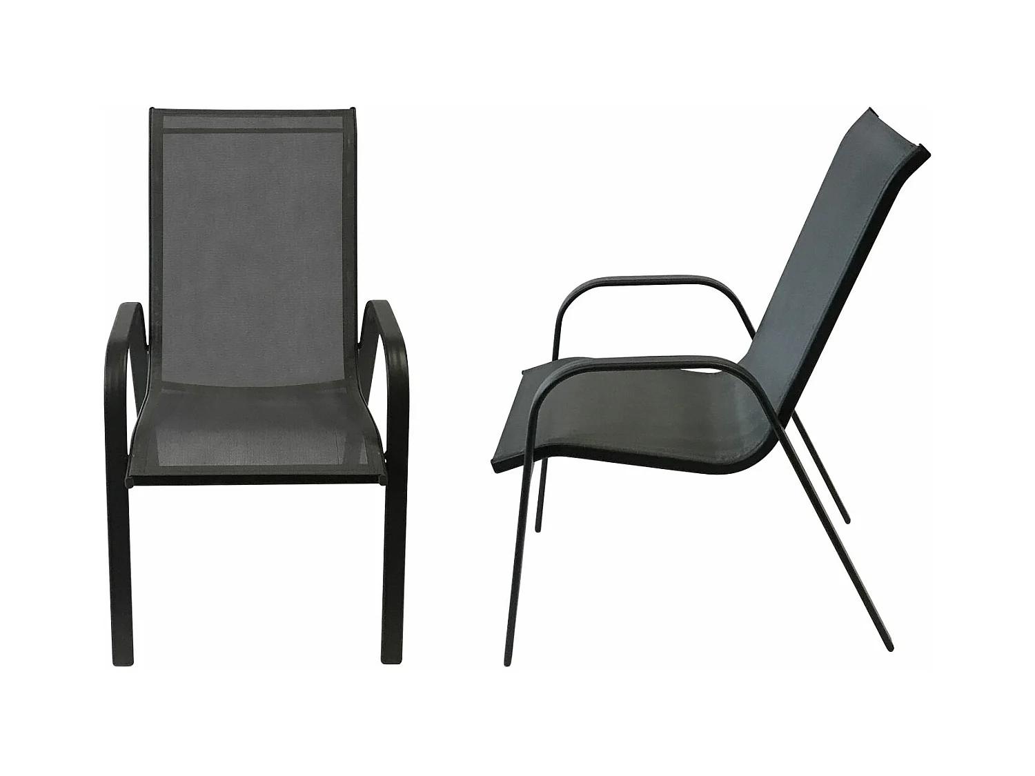 6er Set Stühle MARBELLA aus grauem Textilene - anthrazitgraues Aluminium