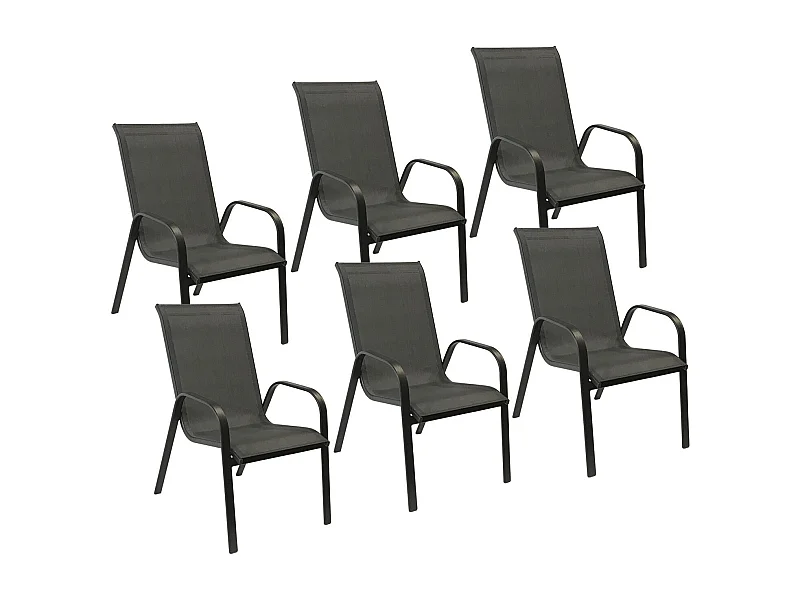 Set van 6 MARBELLA grijs textilene stoelen - antracietgrijs aluminium