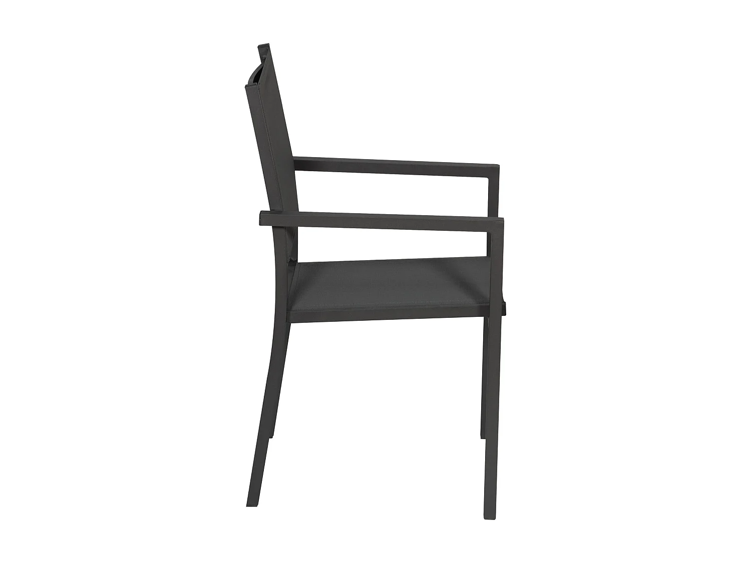 Lot de 8 chaises en aluminium anthracite - textilène gris - HAPPY GARDEN