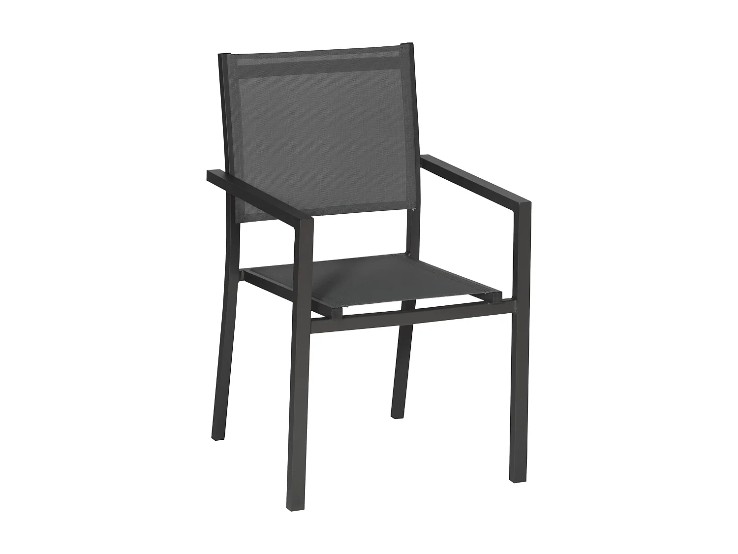 Lot de 8 chaises en aluminium anthracite - textilène gris - HAPPY GARDEN