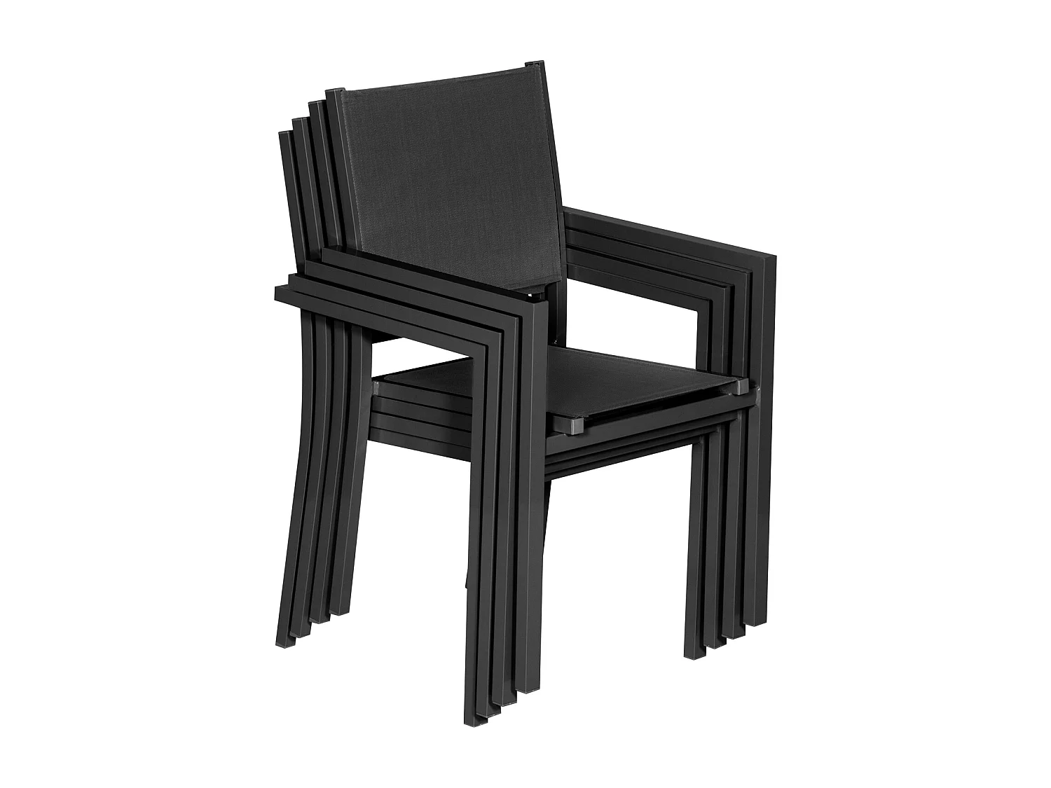 Lot de 8 chaises en aluminium anthracite - textilène gris - HAPPY GARDEN