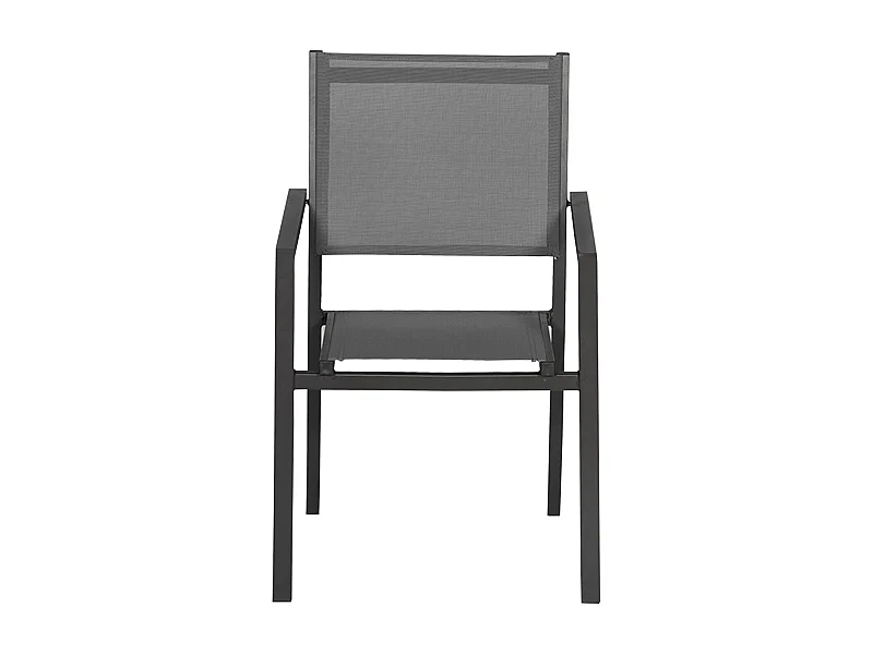 Lot de 8 chaises en aluminium anthracite - textilène gris - HAPPY GARDEN