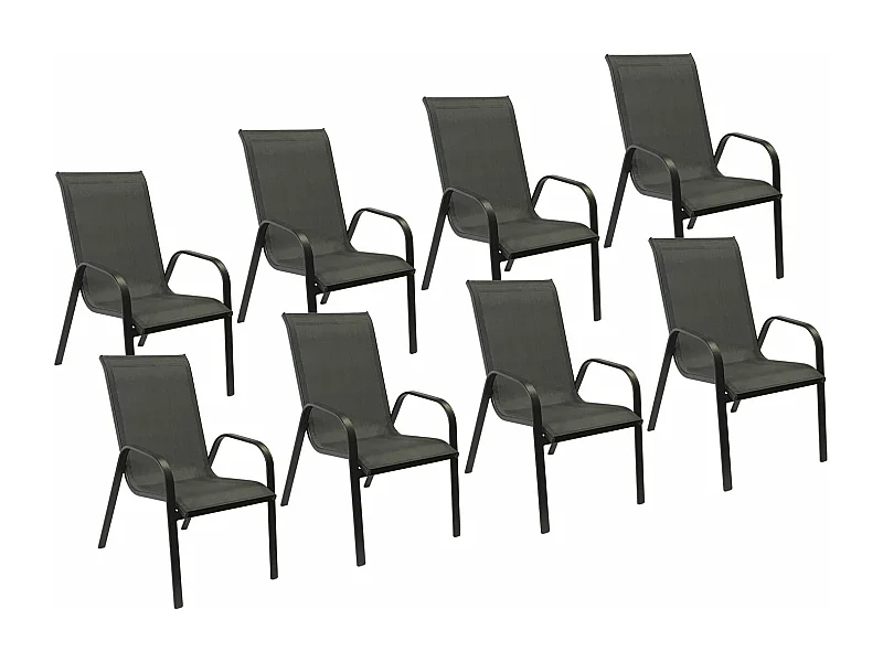 Set di 8 sedie MARBELLA in textilene grigio - alluminio grigio antracite