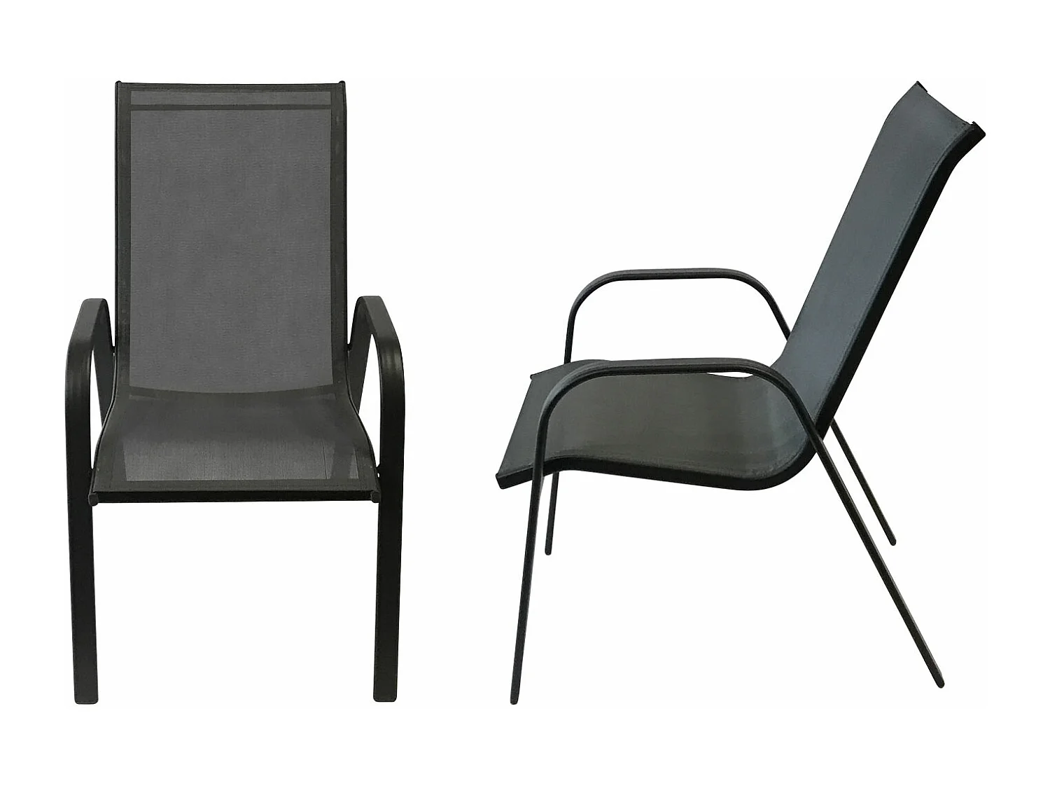 Lot de 8 chaises MARBELLA en textilène gris - aluminium gris anthracite - HAPPY GARDEN