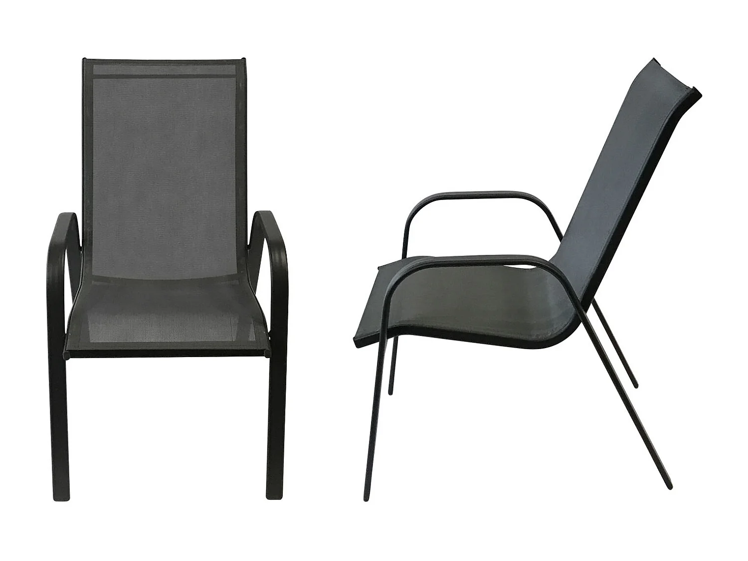 Lot de 8 chaises MARBELLA en textilène gris - aluminium gris anthracite - HAPPY GARDEN