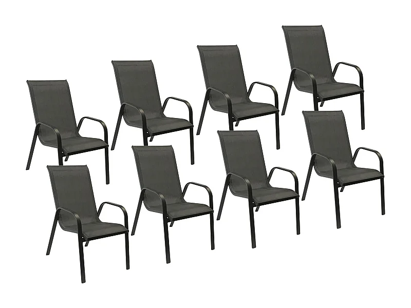 Set van 8 MARBELLA grijs textilene stoelen - antraciet grijs aluminium