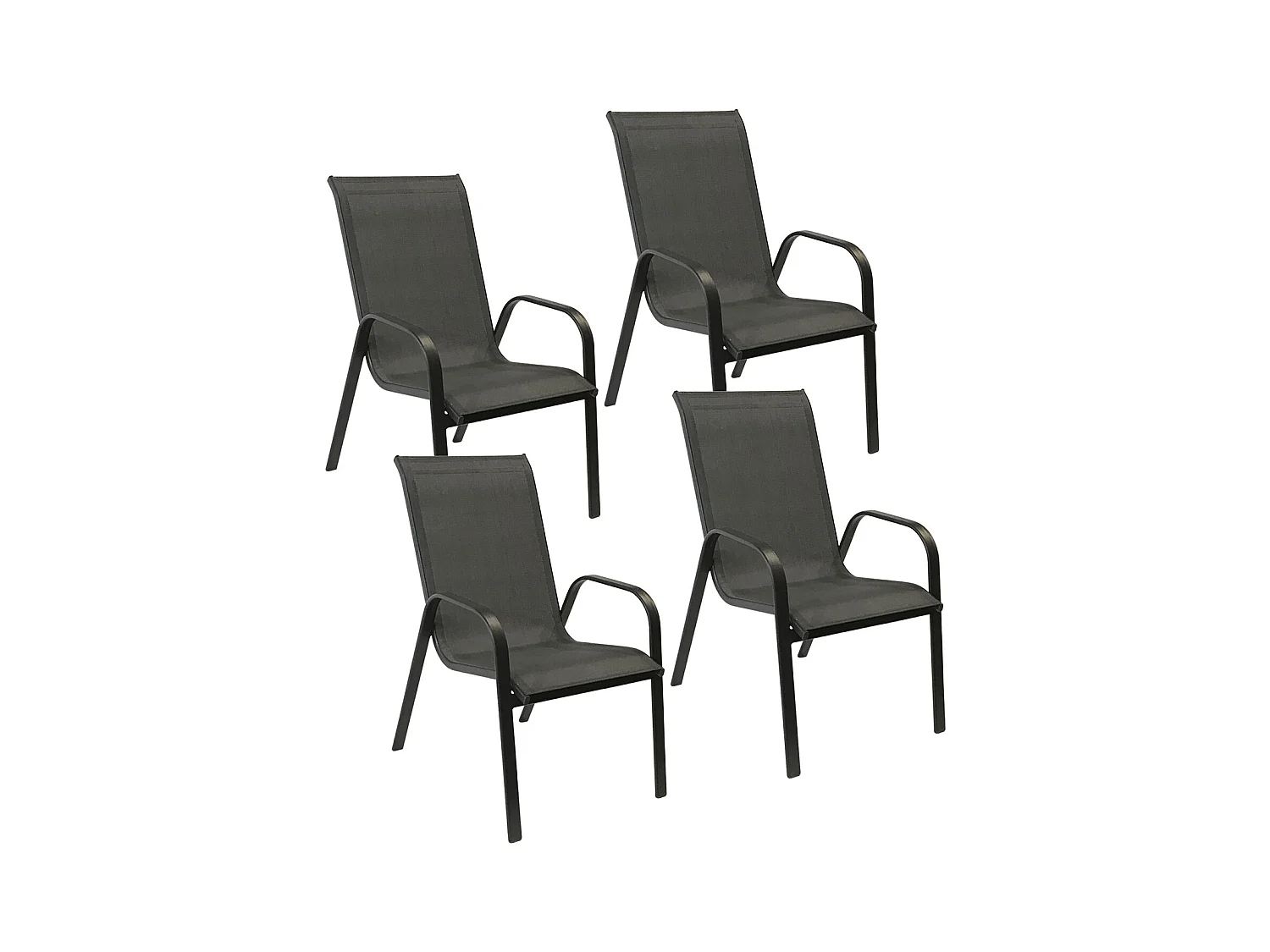 Lot de 4 chaises MARBELLA en textilène gris - aluminium gris anthracite - HAPPY GARDEN