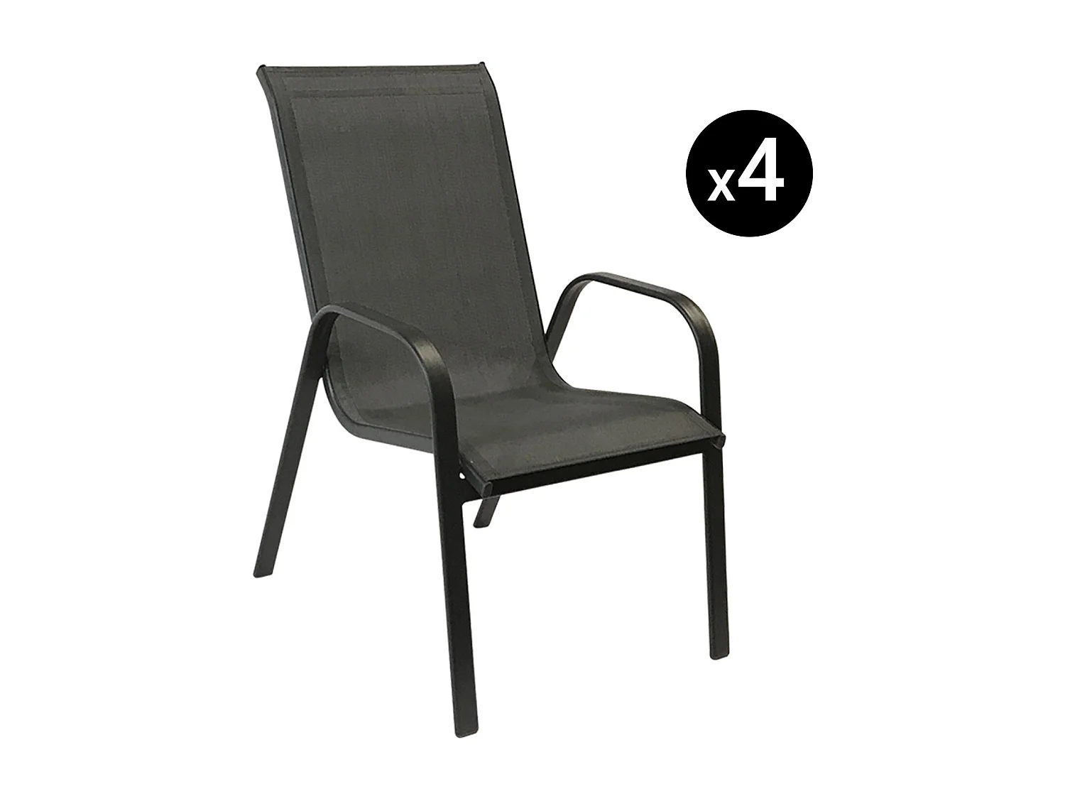 Set van 4 MARBELLA stoelen in grijs textilene - antracietgrijs aluminium