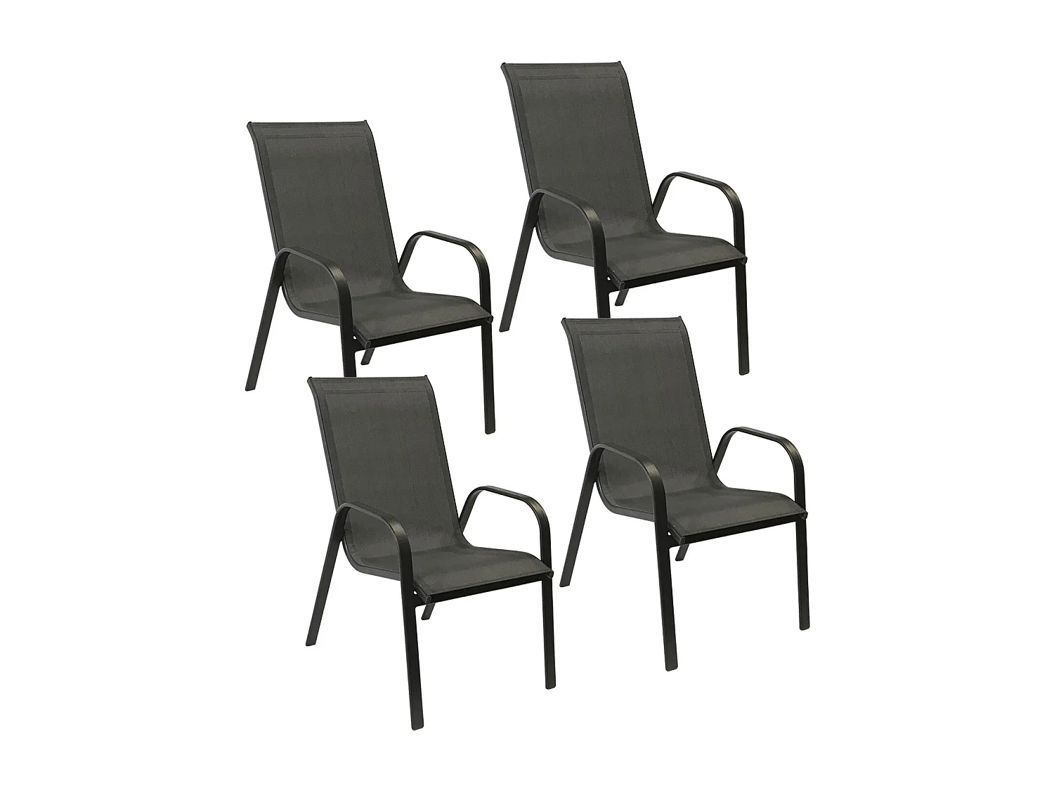 Lot de 4 chaises MARBELLA en textilène gris - aluminium gris anthracite - HAPPY GARDEN
