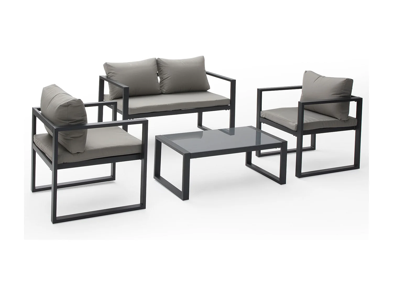 Set di mobili da giardino IBIZA in tessuto grigio 4 posti - alluminio antracite