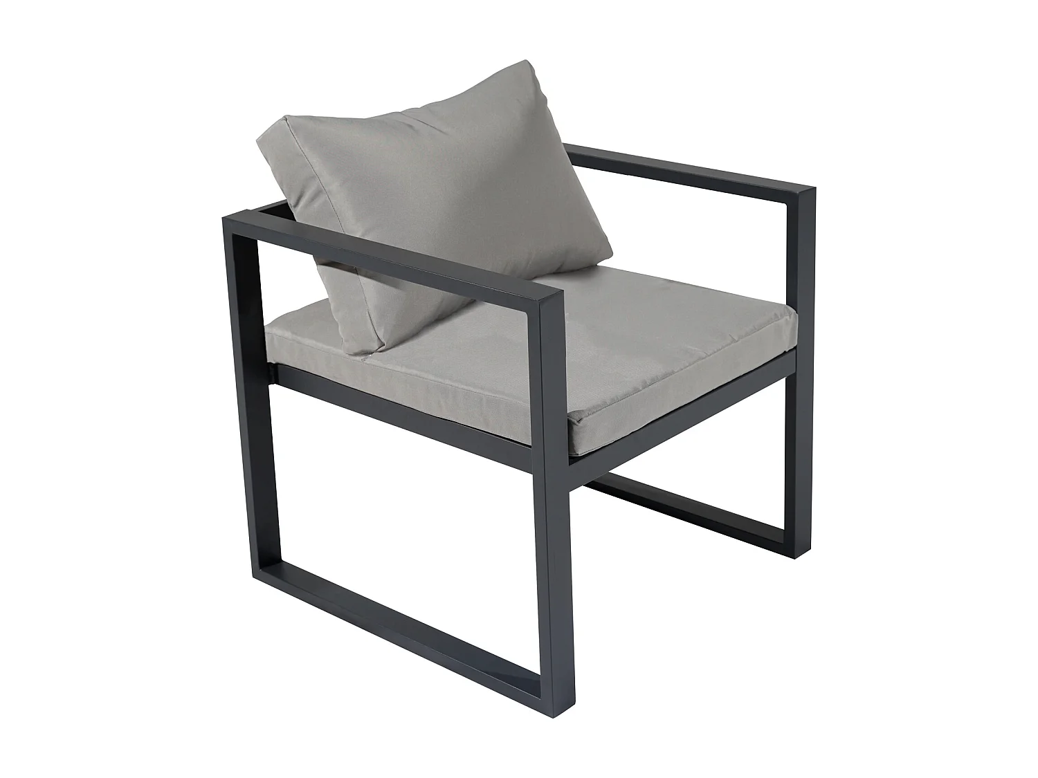 Salon de jardin modulable IBIZA en tissu gris 7 places - aluminium anthracite - HAPPY GARDEN