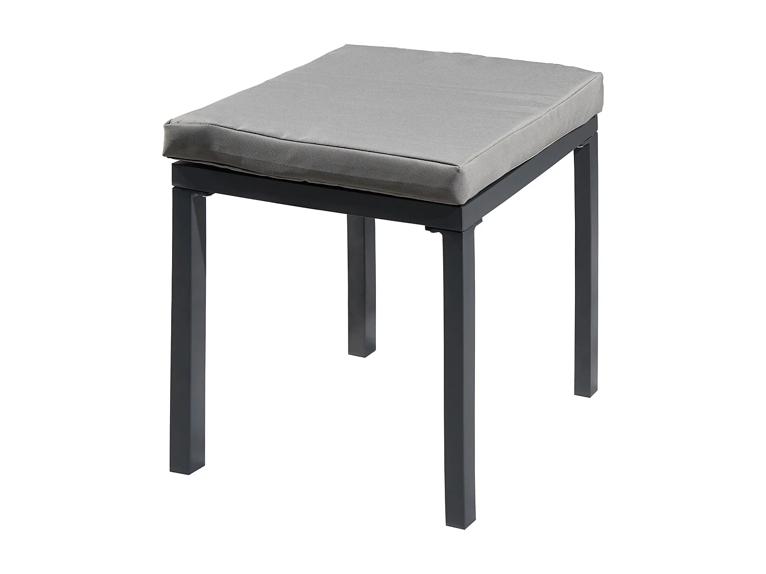 Salon de jardin modulable IBIZA en tissu gris 7 places - aluminium anthracite - HAPPY GARDEN