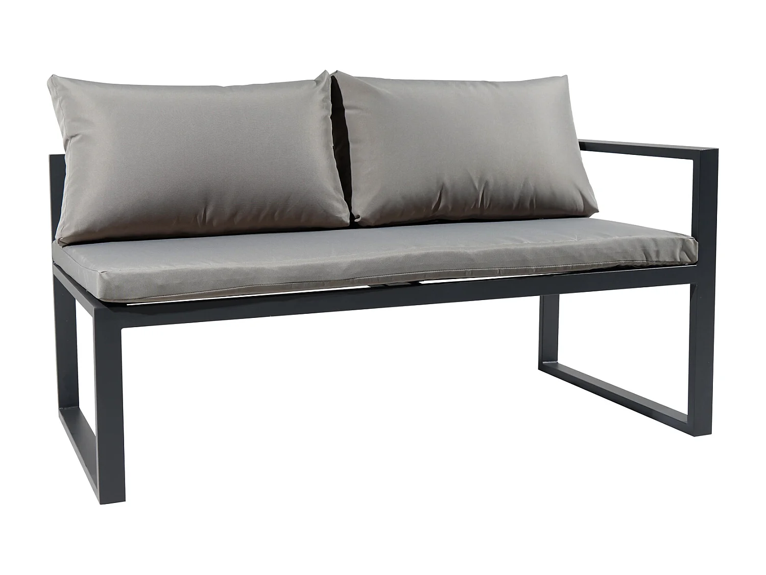 Salon de jardin modulable IBIZA en tissu gris 4 places - aluminium anthracite - HAPPY GARDEN