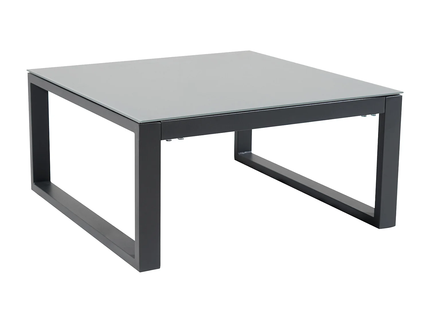 Salon de jardin modulable IBIZA en tissu gris 4 places - aluminium anthracite - HAPPY GARDEN