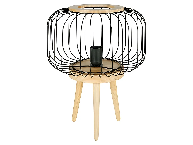 Lampe sur pieds bois Cicerone abat-jour métal Ostaria