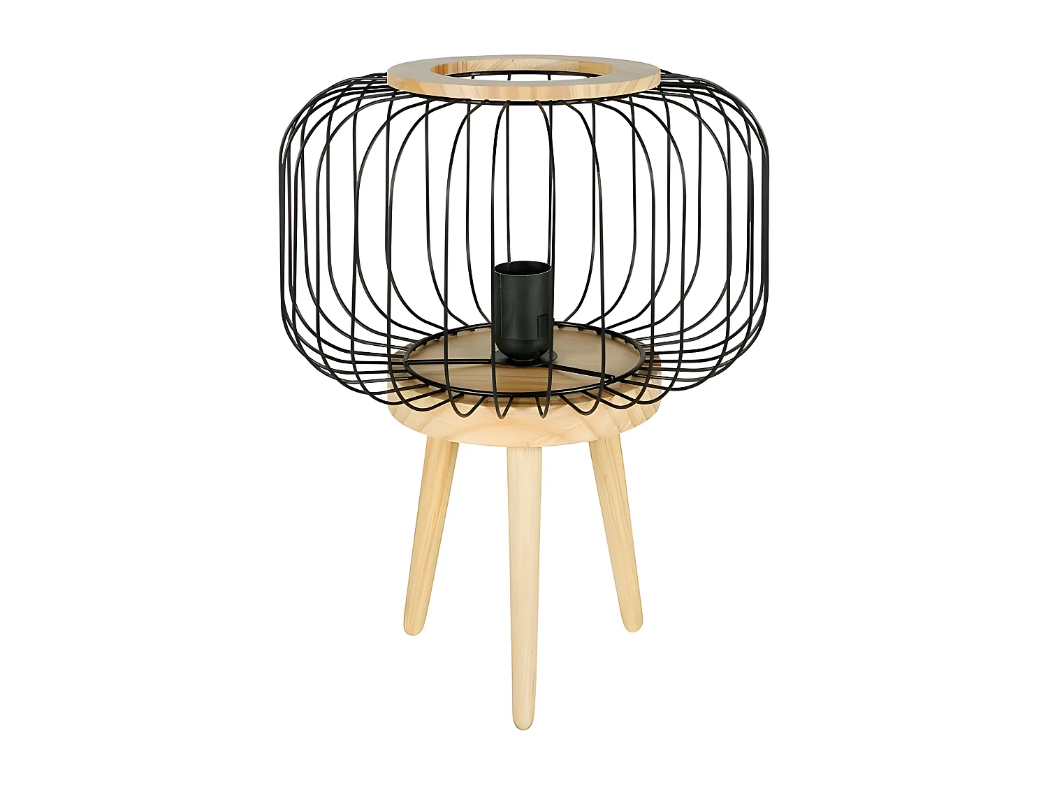 Lampe sur pieds bois Cicerone abat-jour métal Ostaria