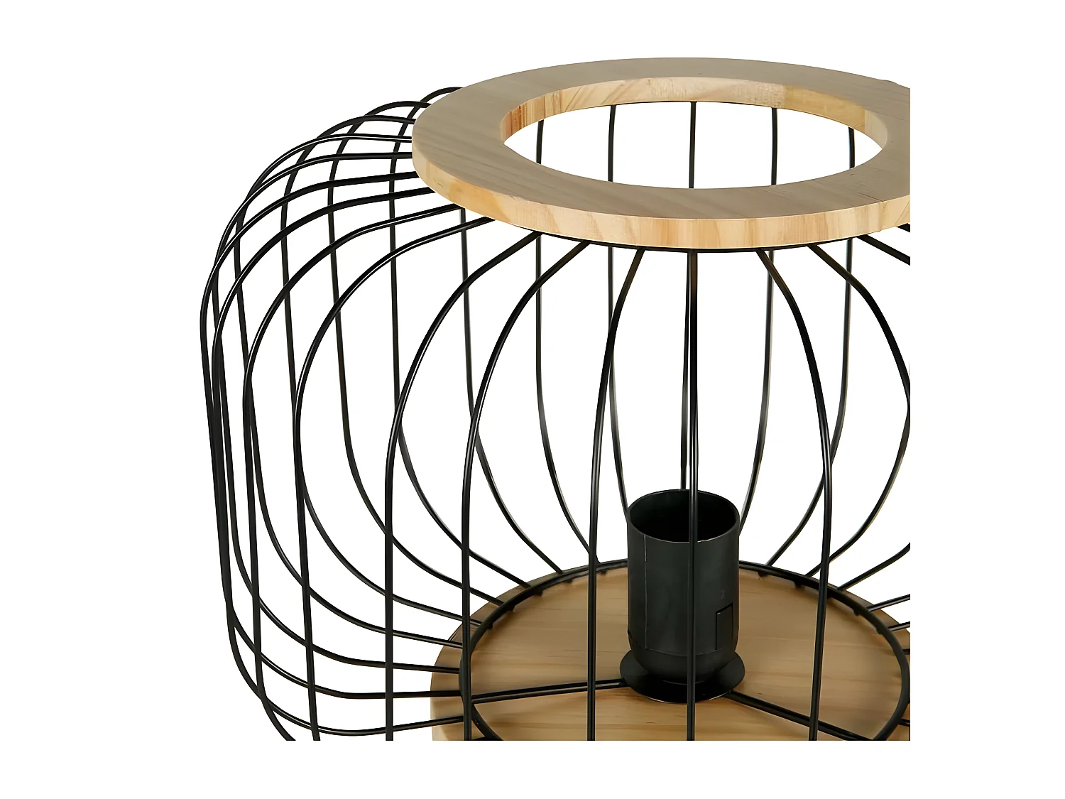 Lampe sur pieds bois Cicerone abat-jour métal Ostaria