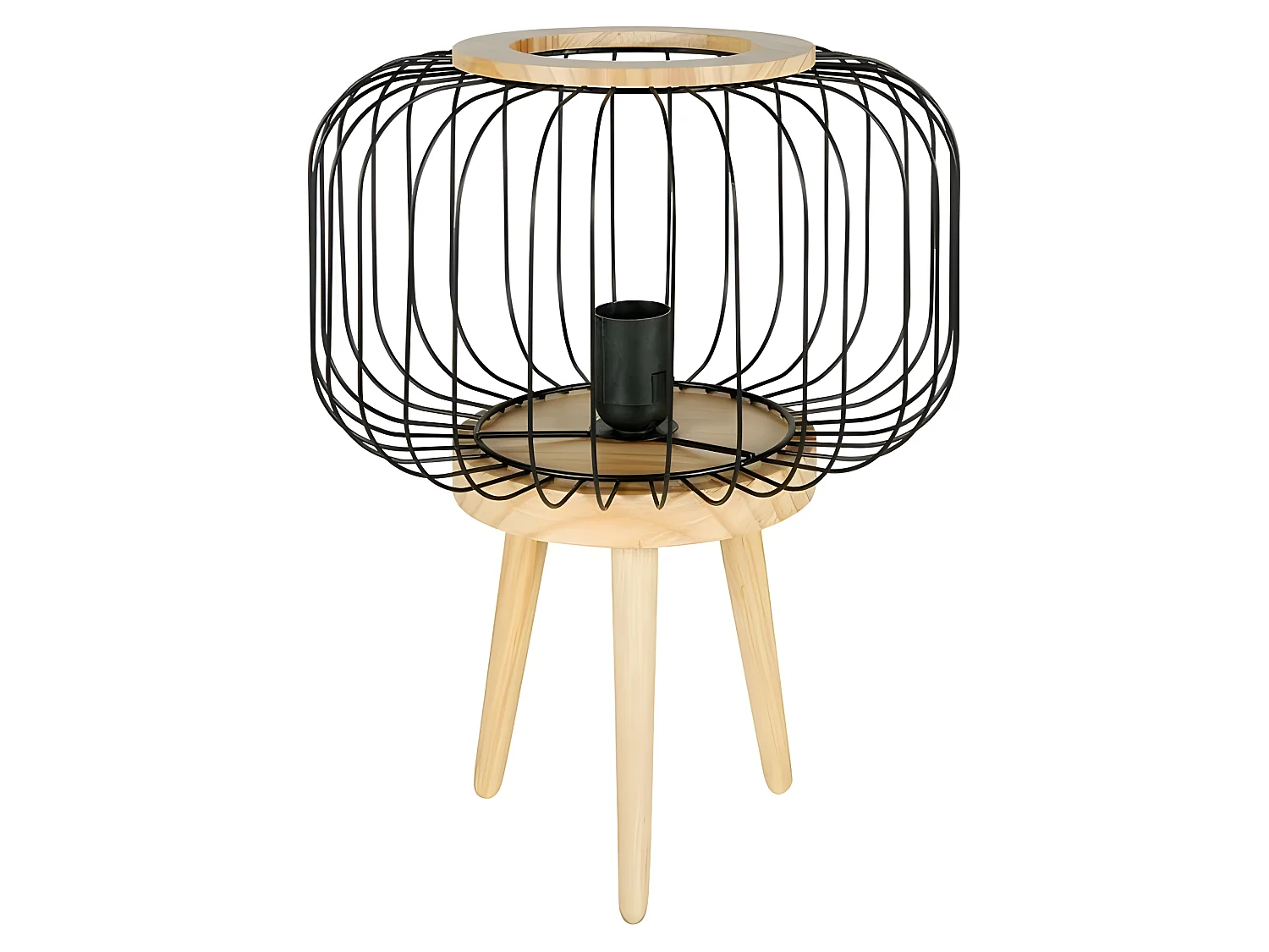 Lampe sur pieds bois Cicerone abat-jour métal Ostaria