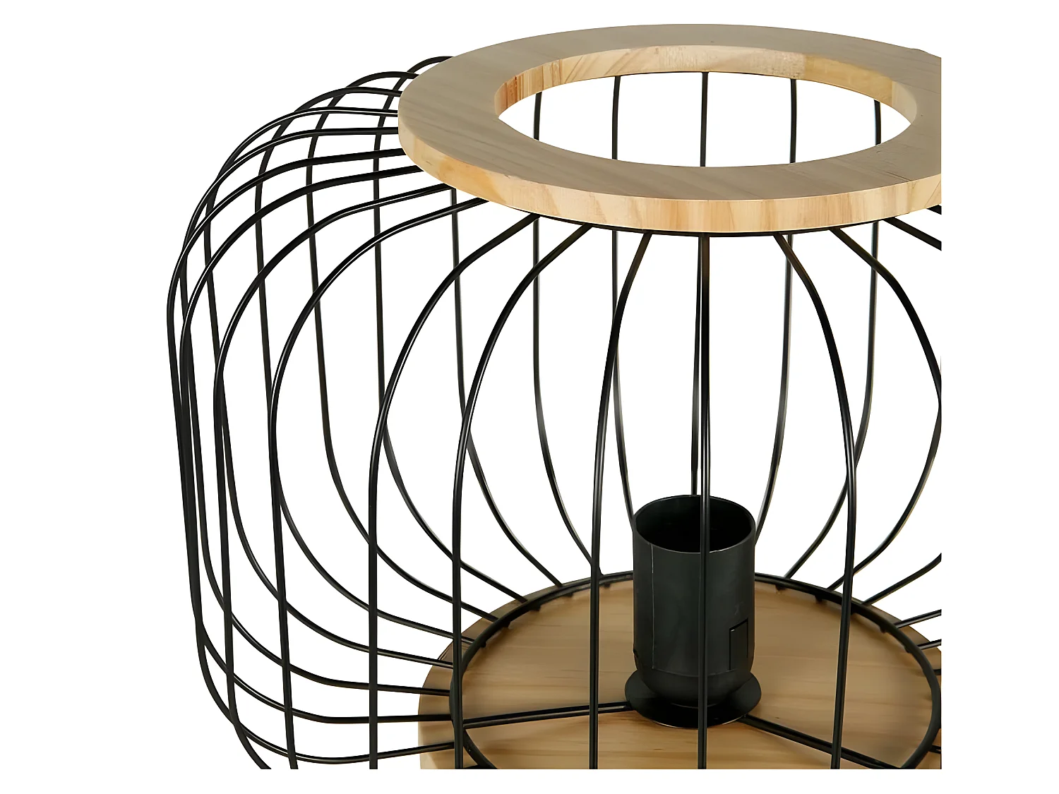 Lampe sur pieds bois Cicerone abat-jour métal Ostaria