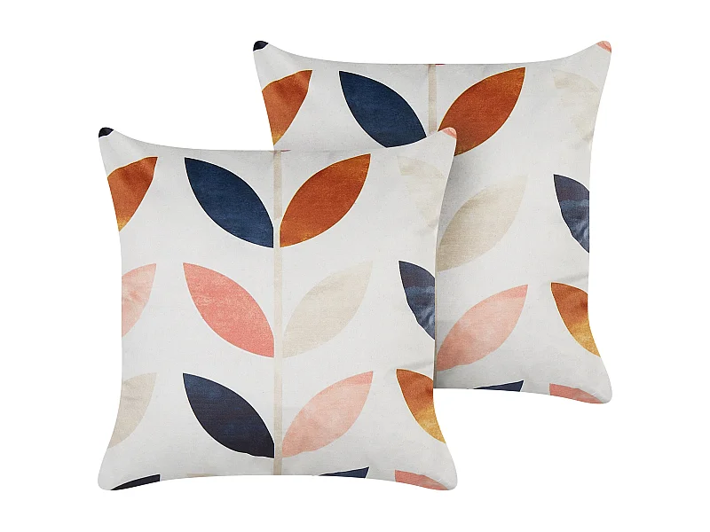 Conjunto de 2 almofadas decorativas QUINOA Veludo 45 x 45 cm Multicolor Padrão de plantas