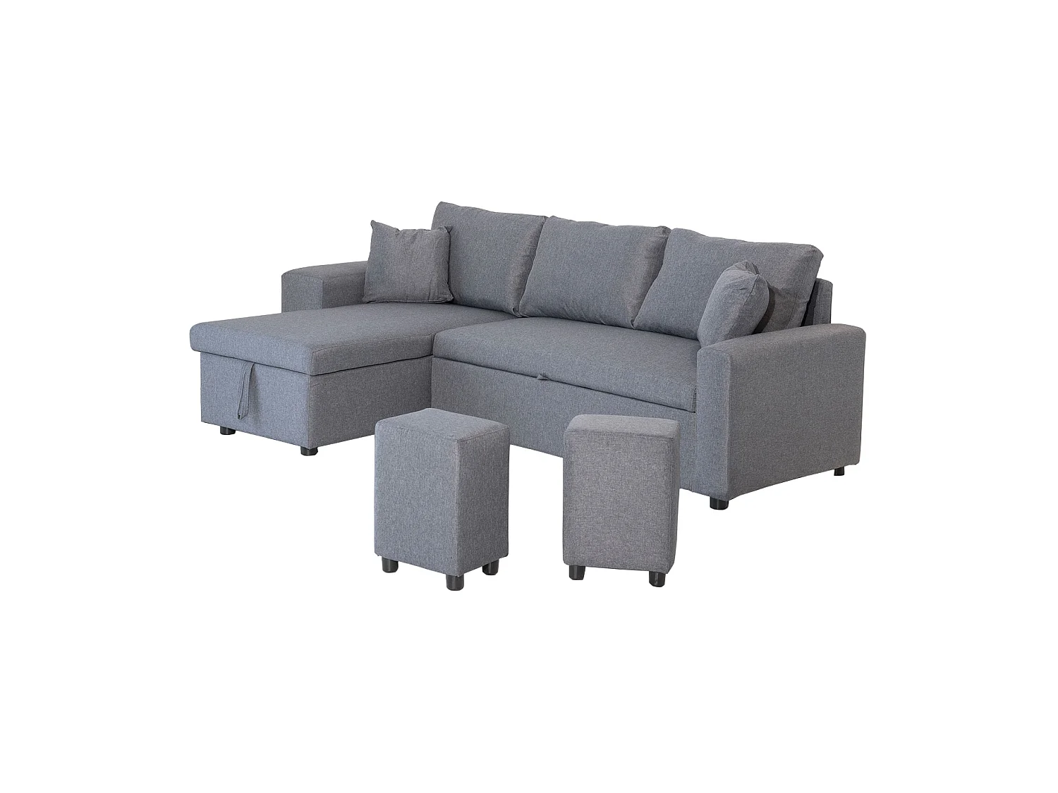 Canapé d'angle convertible TONY 3 places gris chiné - HAPPY GARDEN