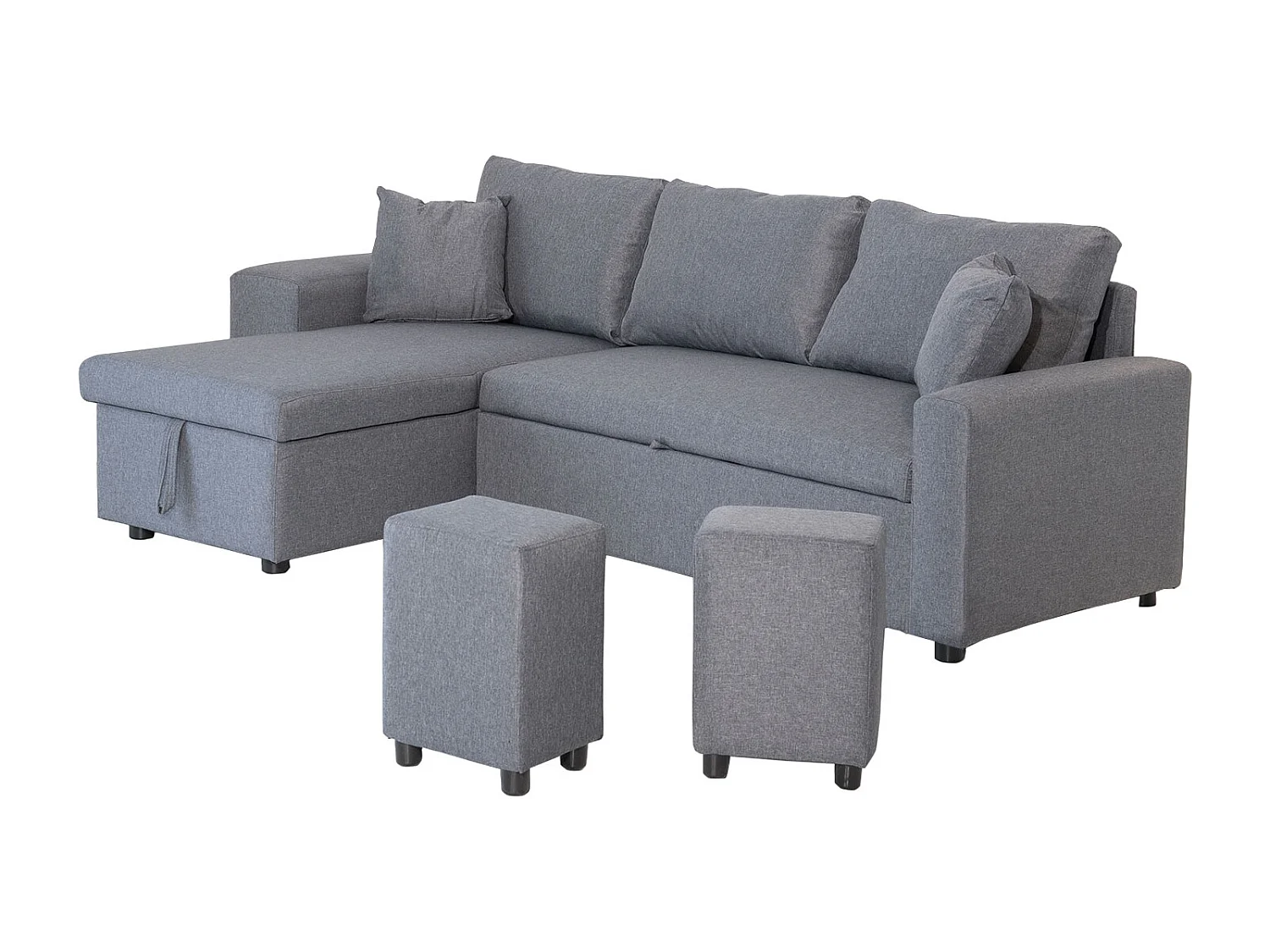 Canapé d'angle convertible TONY 3 places gris chiné - HAPPY GARDEN