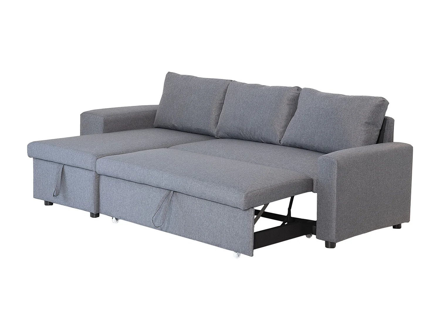 Canapé d'angle convertible TONY 3 places gris chiné - HAPPY GARDEN