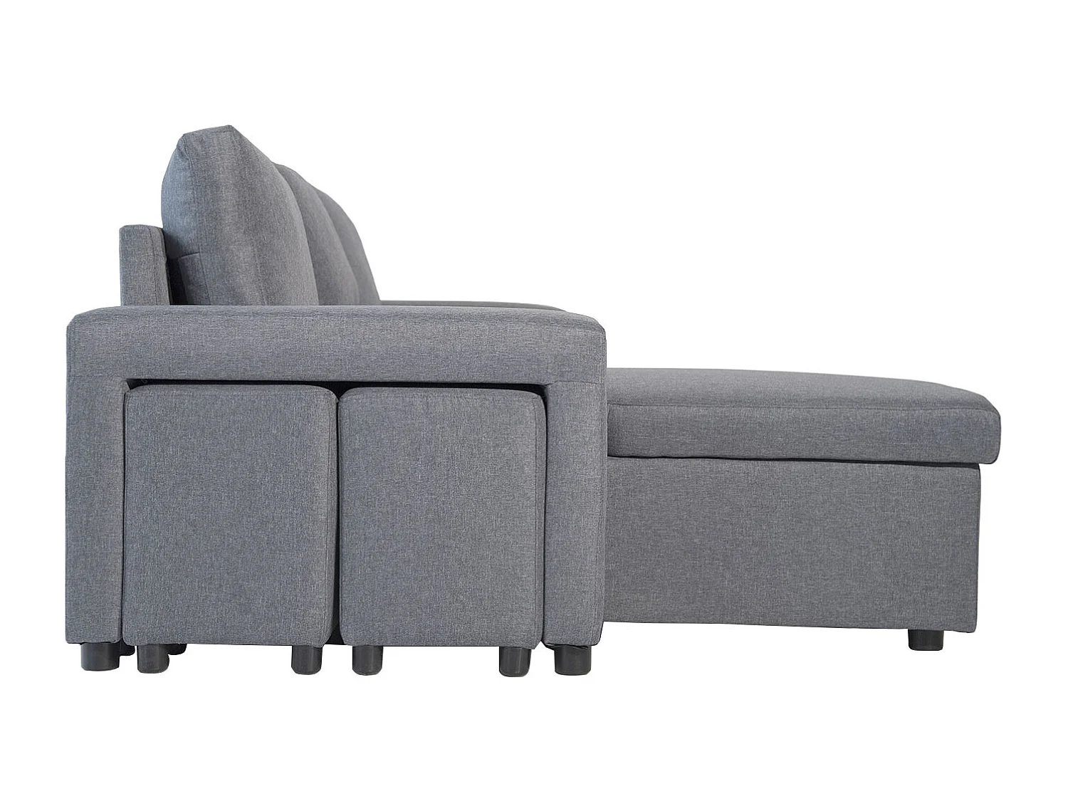 Canapé d'angle convertible TONY 3 places gris chiné - HAPPY GARDEN