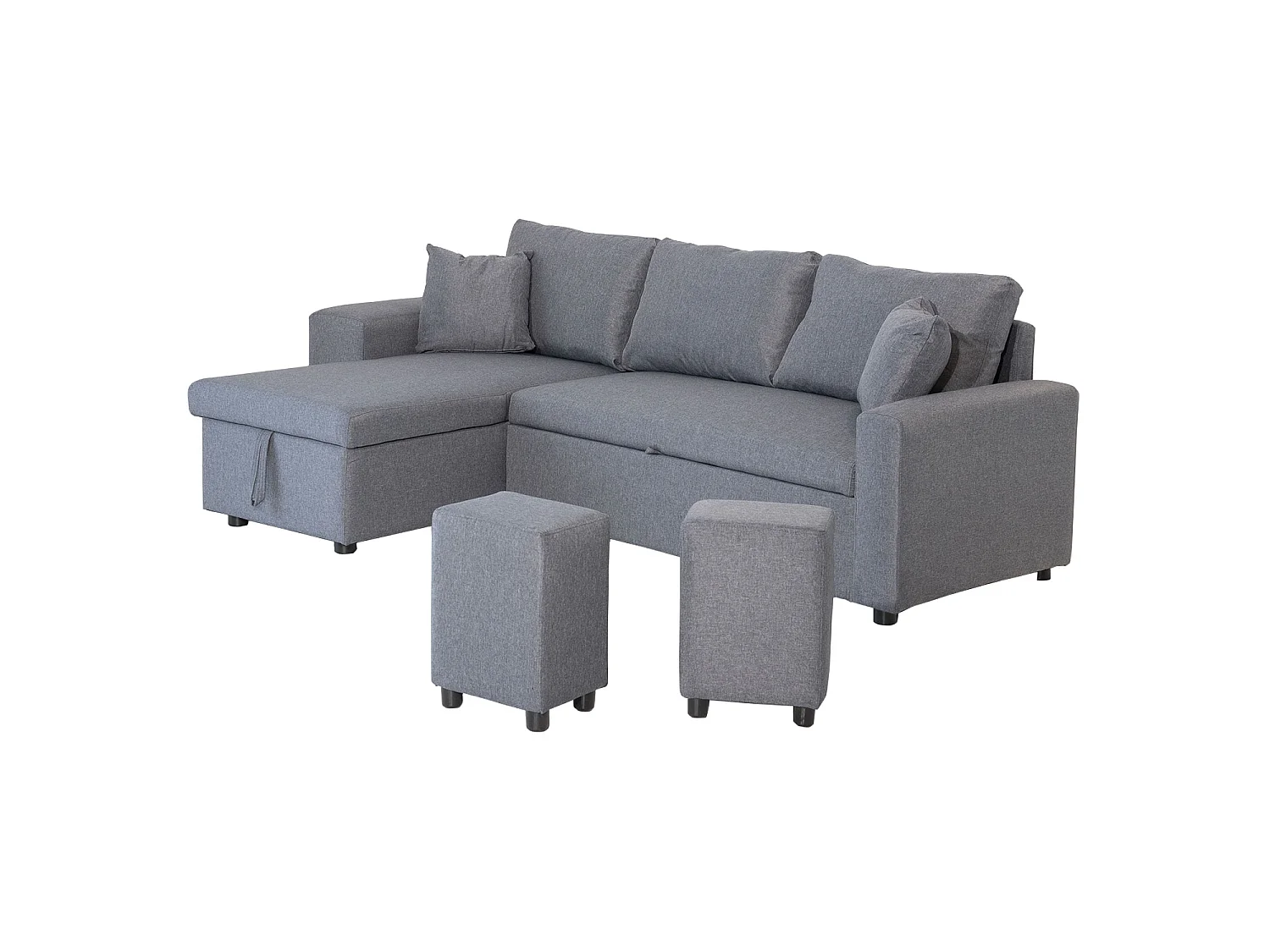 Canapé d'angle convertible TONY 3 places gris chiné - HAPPY GARDEN