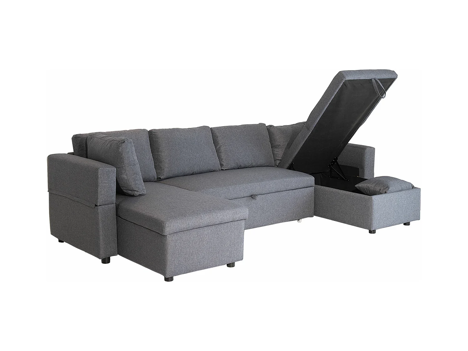 Canapé panoramique convertible SCOTT 4 places gris chiné - HAPPY GARDEN